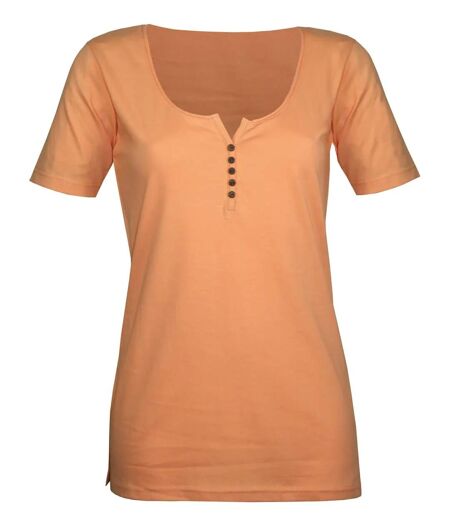 Tee-shirt MAYFLOWER DETROIT1 en coton bio : douceur et style col boutonné orange