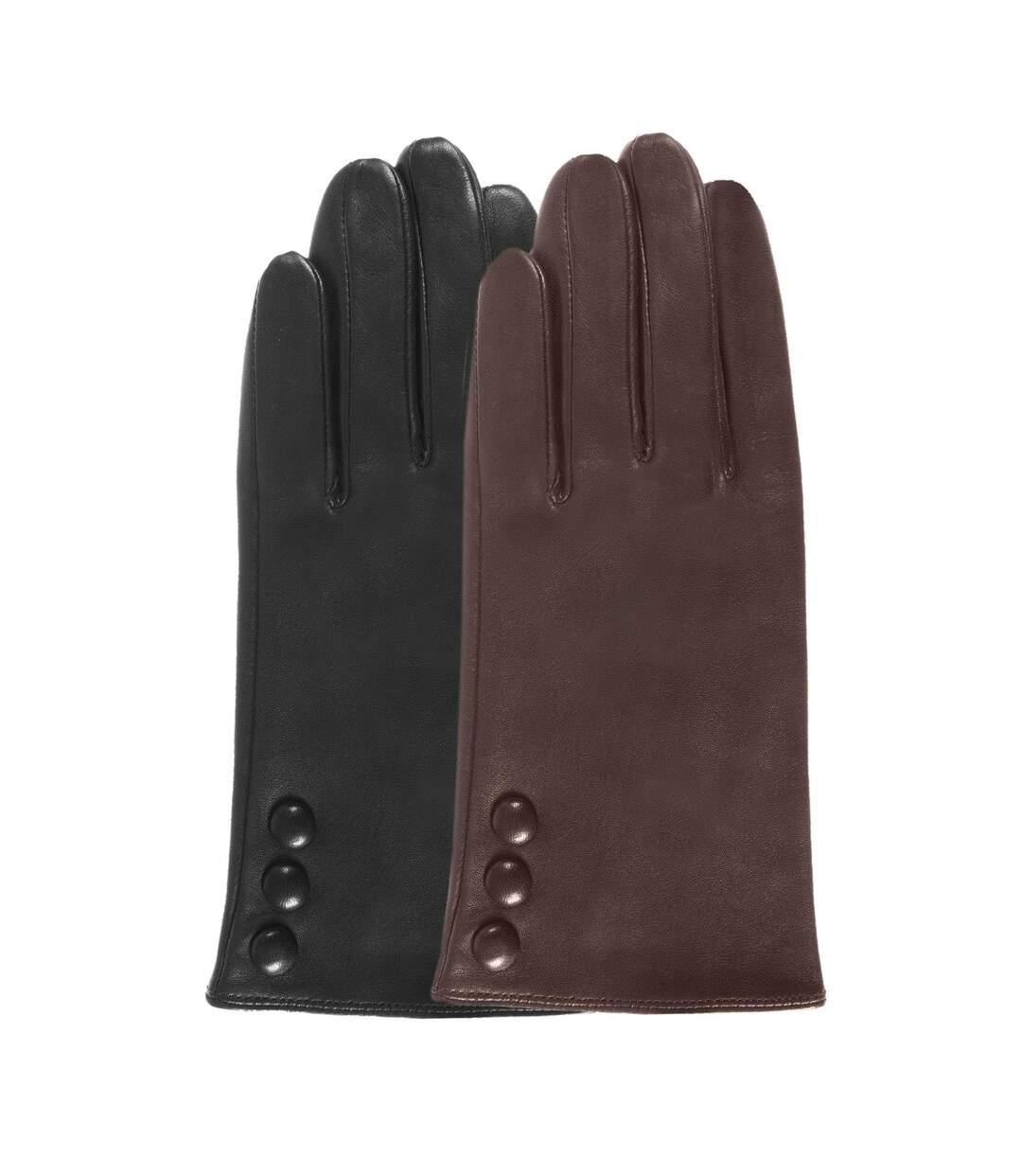 Isotoner Gants femme tactiles en cuir d'agneau pleine fleur - doublés soie