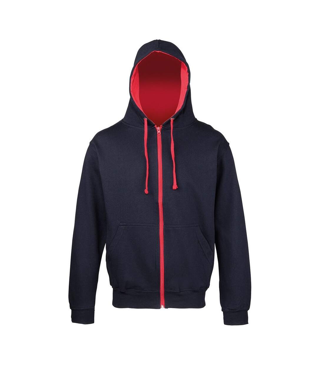 Sweat À Capuche Varsity Adulte Nouveau Bleu Marine Rouge Feu Awdis-1