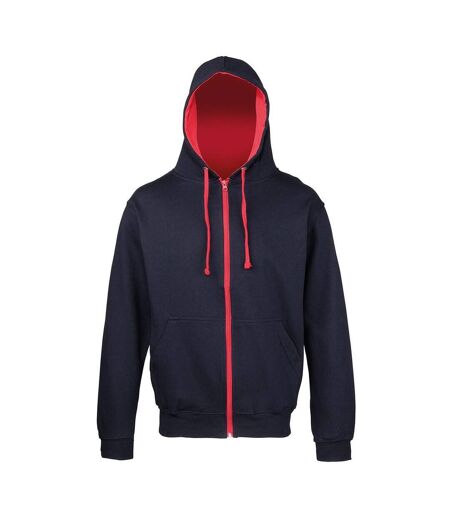 Sweat À Capuche Varsity Adulte Nouveau Bleu Marine Rouge Feu Awdis