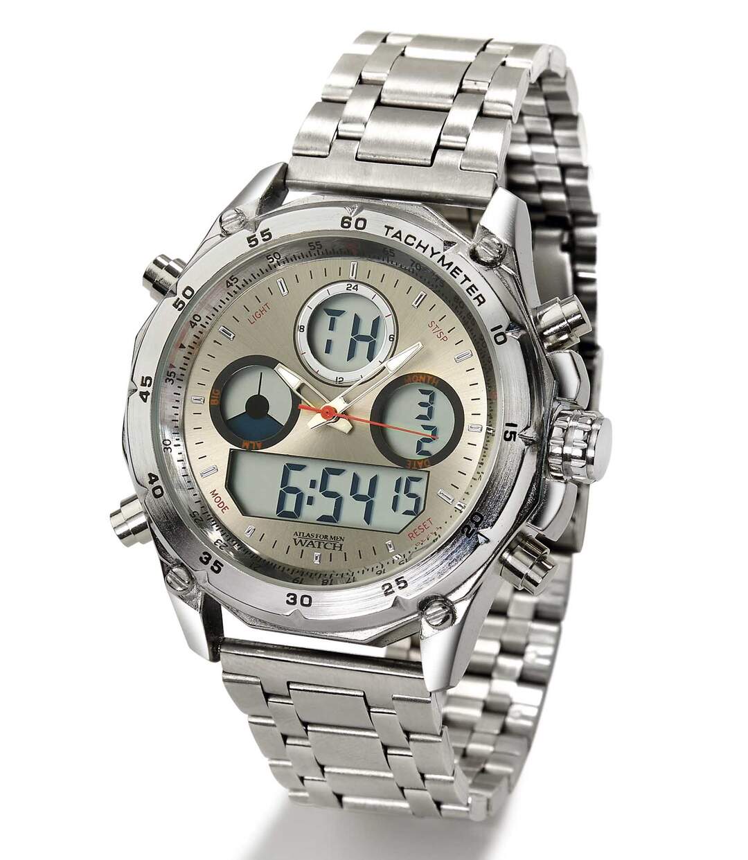 Športové hodinky so stopkami a dvojitým zobrazovaním času Atlas For Men
