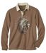 Men's Brown Polo Shirt with Print