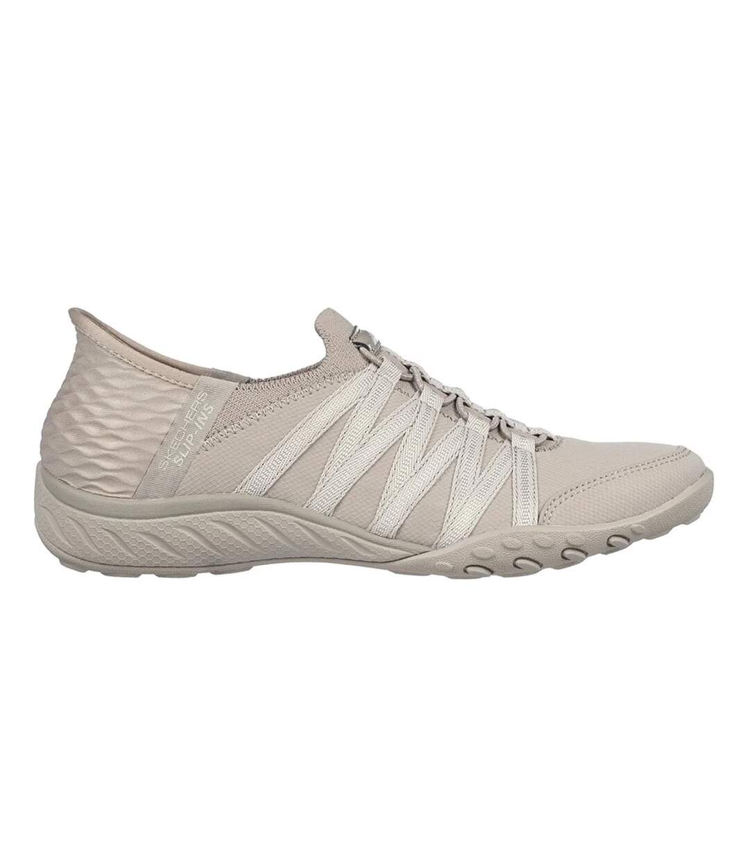 Womens/ladies Breathe Easy Roll With Me Trainers Taupe Skechers-3