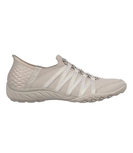 Womens/ladies Breathe Easy Roll With Me Trainers Taupe Skechers