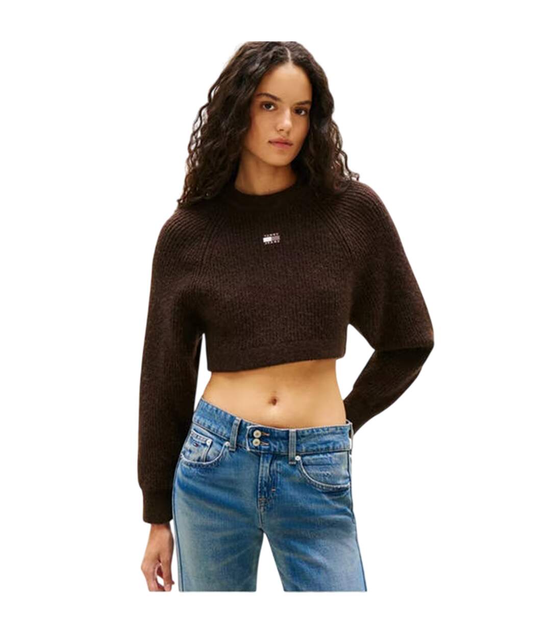 Pull Manches Raglan Femme Marron Clair Tommy Jeans-3