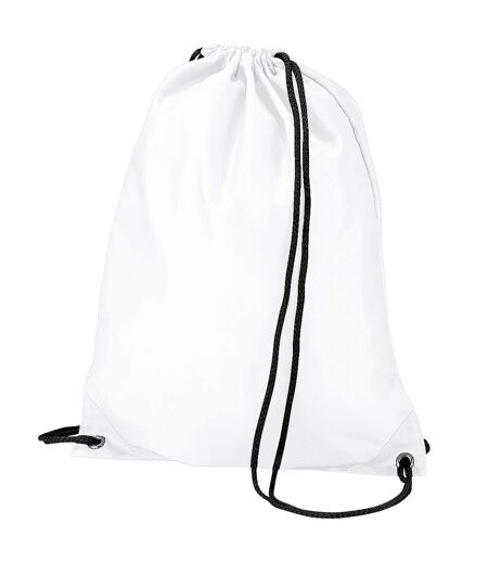 BagBase Budget Water Resistant Sports Gymsac Drawstring Bag (33.8floz) (Pack of 2) (White) (One Size) - UTBC4323