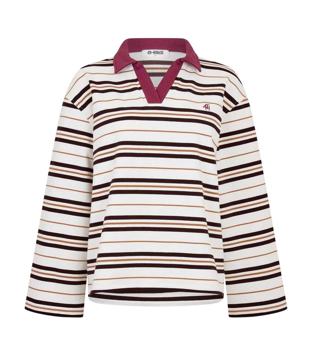 Haut De Rugby Motif/style Rayures Horizontales Femme Marron 4th & Reckless-1