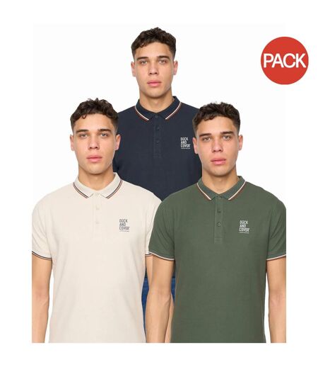 Pack of 3  Mens melports polo shirt  multicoloured Duck and Cover