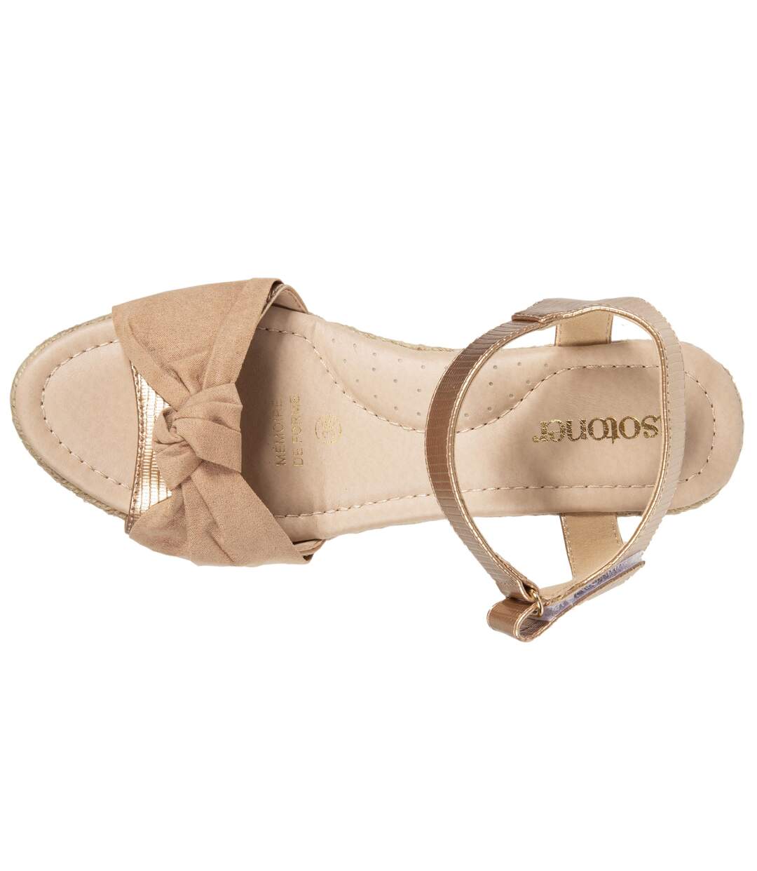 Isotoner Espadrilles femme à talon 6 cm et bout ouvert détail nœud