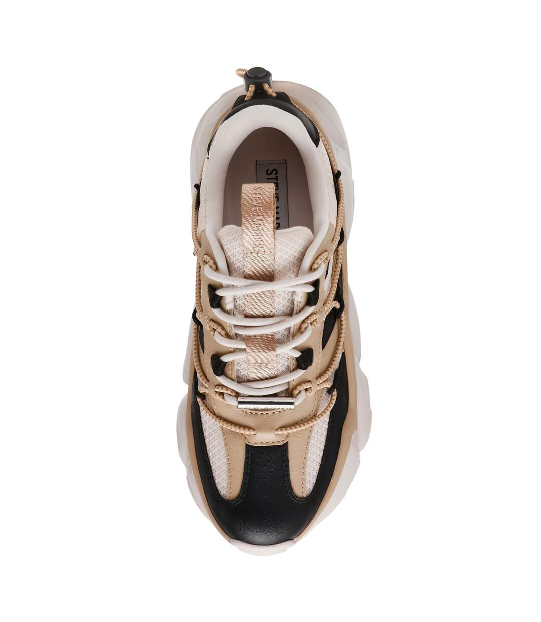 Womens/ladies Spectator Lace Up Chunky Platform Trainers Black Silver Steve Madden-3