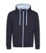 Mens varsity full zip hoodie new french navy/sky blue Awdis