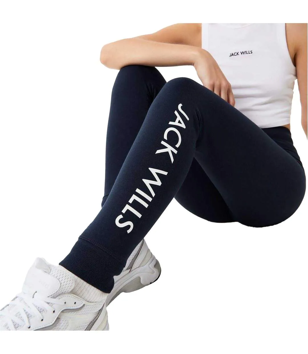 Womens/ladies Premium Cotton Slim Casual Joggers Navy Jack Wills-1