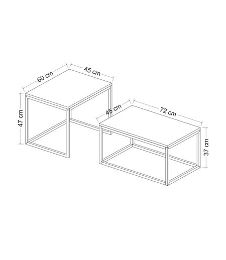Duo de tables basses encastrables effet travertin - Beige et noir
