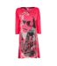 Womens/ladies Brush Stroke 3/4 Sleeve Mini Dress Pink Puma-1