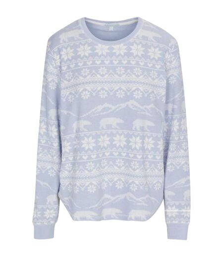 Womens/ladies Snowflake Relaxed Fit Top Light Blue PJ Salvage