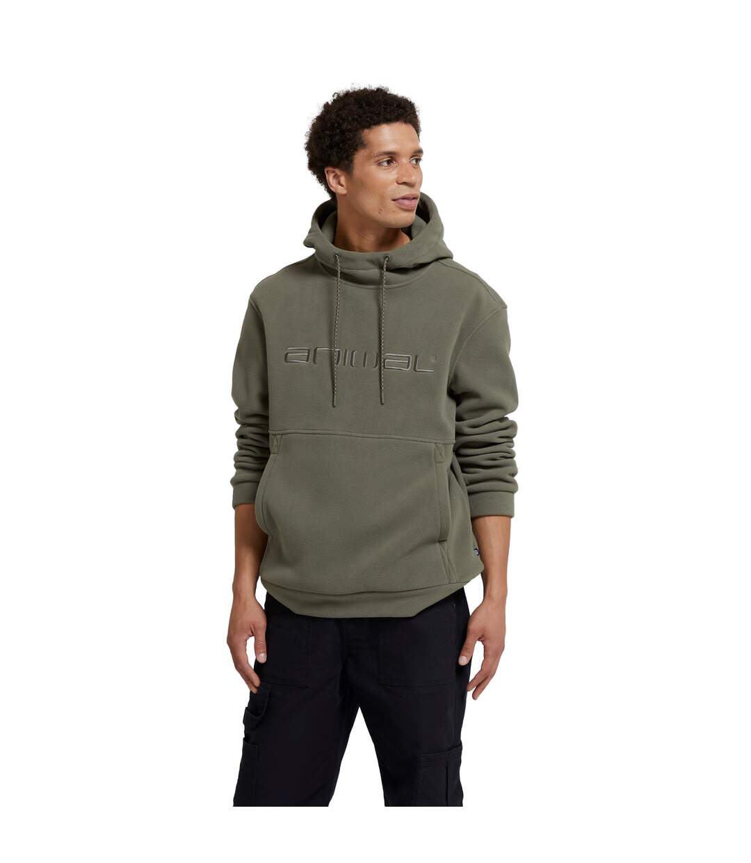 Mens Louis Fleece Hoodie Green Animal-1