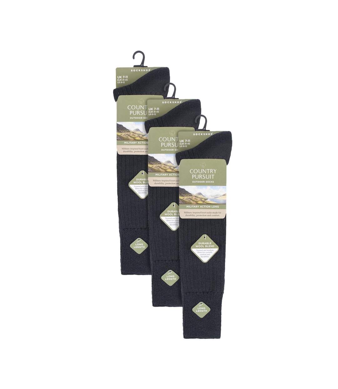 3 Pack Long Boot Mens Socks for Outdoor Wellington | Knee-High Military Socks-2