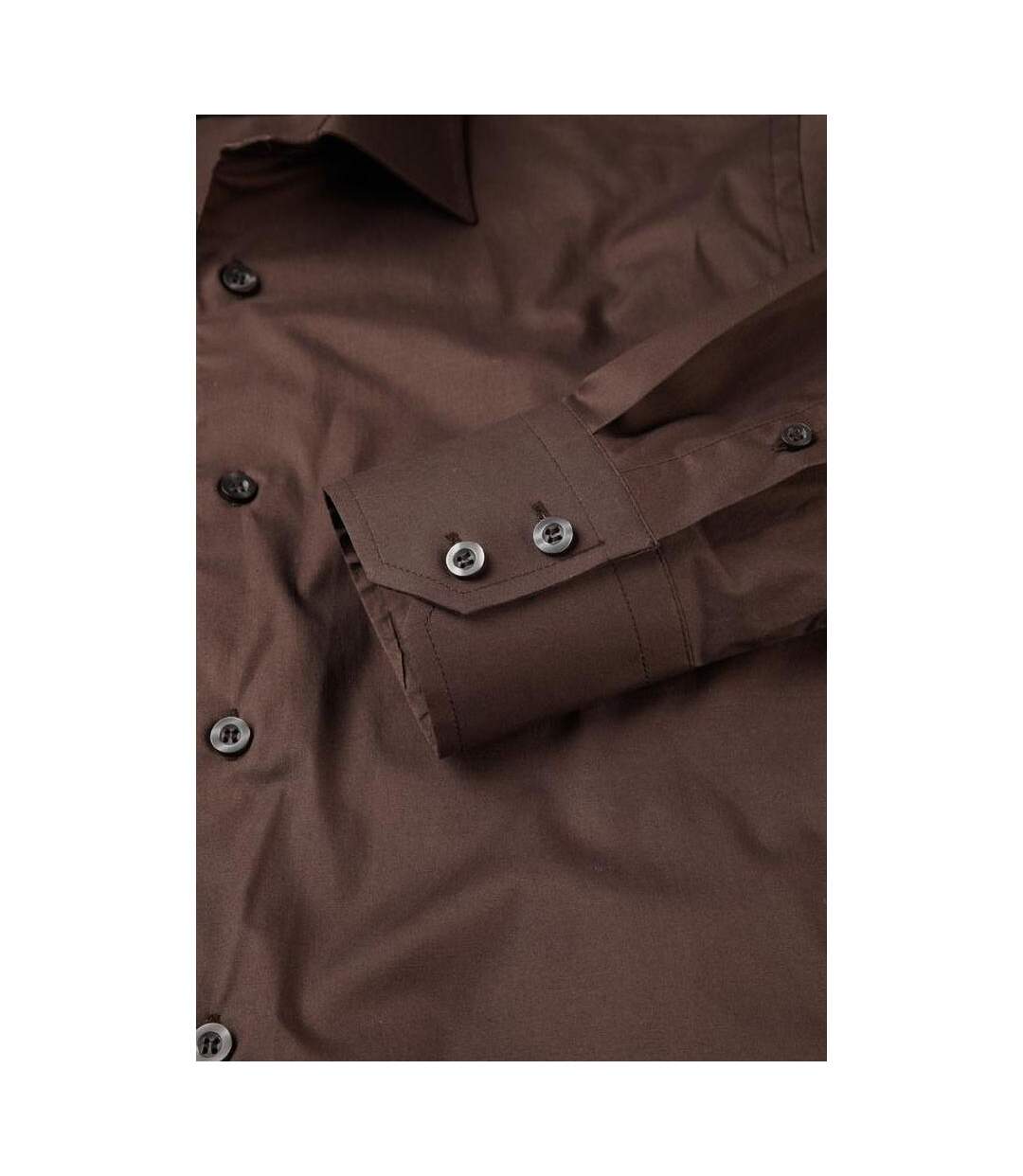 Collection Chemise À Manches Longues Homme Chocolat Russell-4