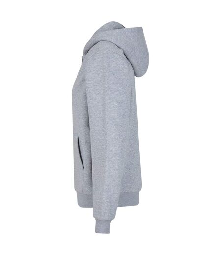Womens/ladies Fluffy Full Zip Hoodie Heather Grey Build Your Brand