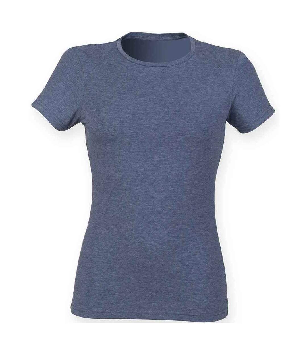 T-shirt feel good femme bleu marine chiné Skinni Fit