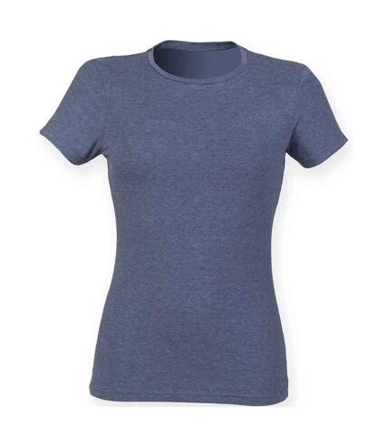 Skinni Fit Womens/Ladies Feel Good Heather T-Shirt (Heather Navy) - UTPC6621