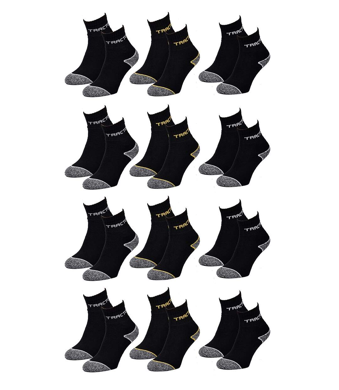 Chaussettes de Travail TRACTO pour Homme Résistance et Qualité Pro Pack de 12 Paires 2204 QUARTER