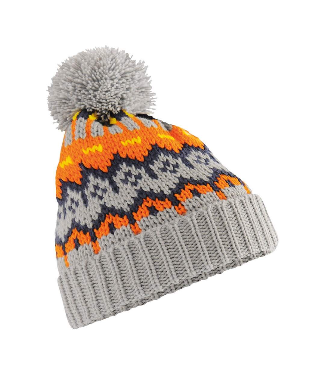 Bonnet Ski Motif/style Rétro Adulte Gris Beechfield-1