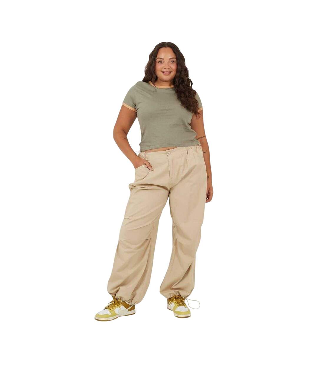 T-shirt Motif/style Ringer Femme Kaki Marron Clair Brave Soul-4