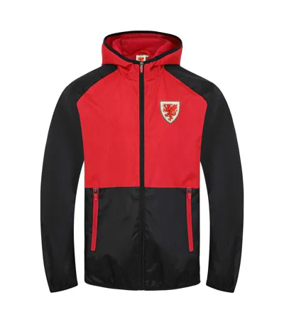 Mens Crest Raglan Windbreaker Black Red Wales Cymru