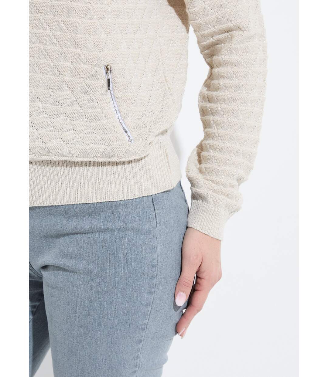 Gilet zippé esprit bomber maille brillante-4