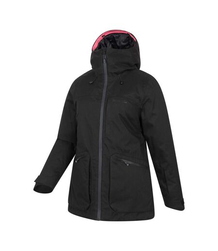 Womens/ladies Verbier Textured Waterproof Ski Jacket Black Mountain Warehouse
