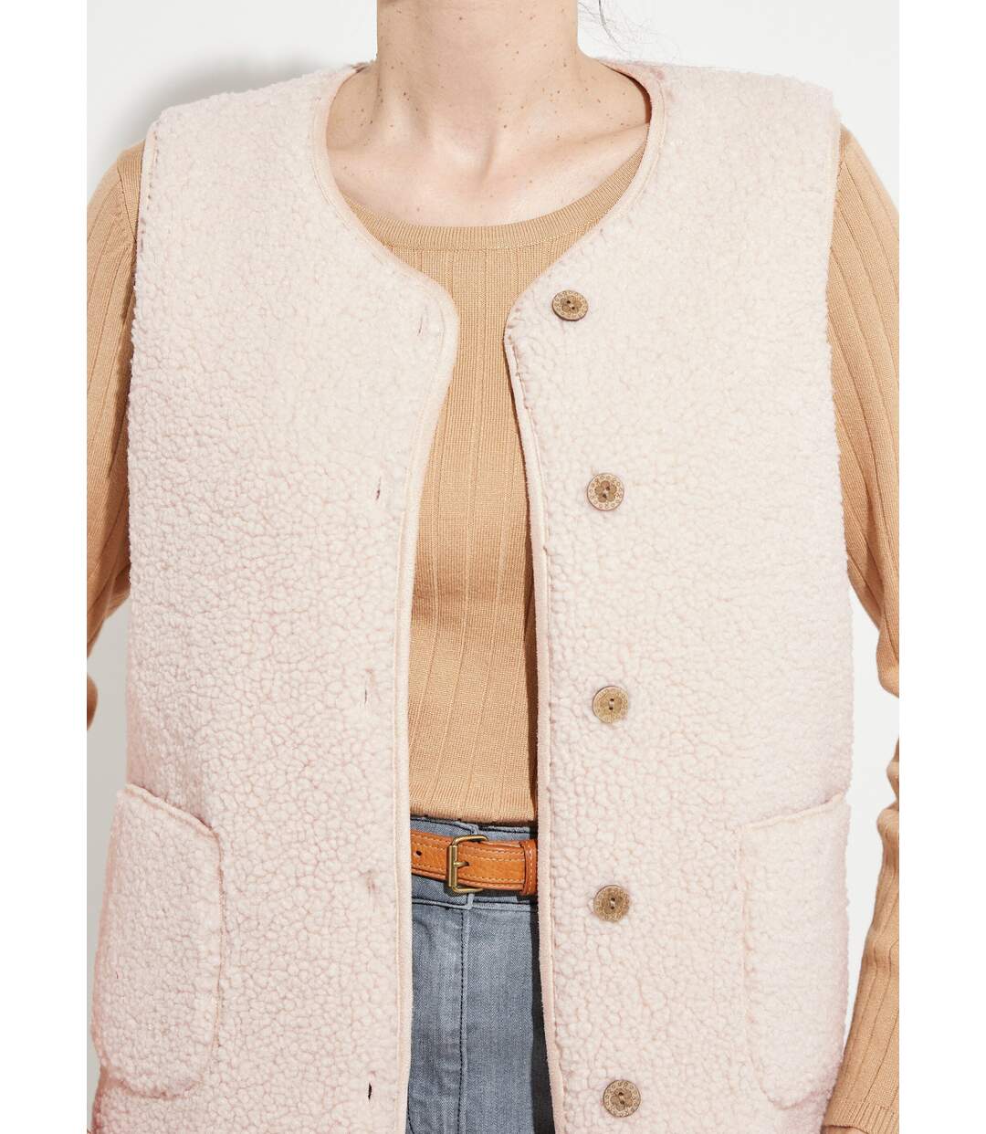 Veste sans manches en sherpa intérieur velouté-4
