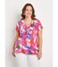 T-shirt long évasé drapé imprimé-1