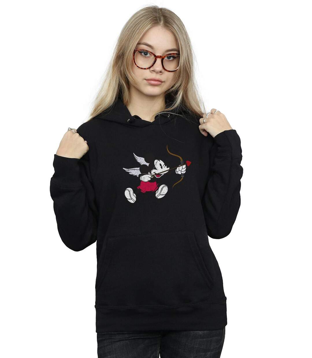 Disney - Sweat à capuche MICKEY MOUSE LOVE CHERUB - Femme (Noir) - UTBI11075-2