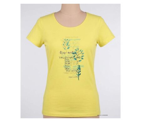 Tee-shirt Mayflower Dojo1 en coton jaune : l'éclat de la nature et son motif Herbier