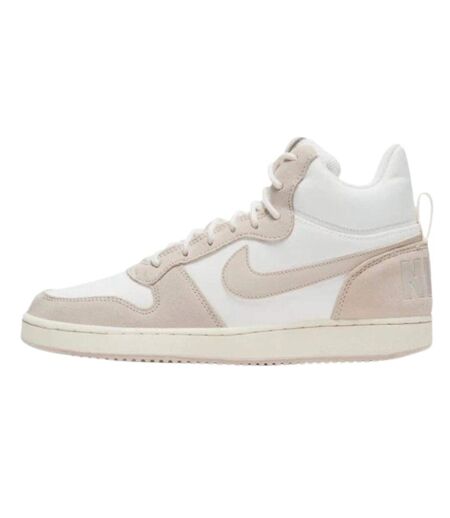 Womens/ladies Court Borough Premium Leather Mid Cut Trainers White Beige Nike