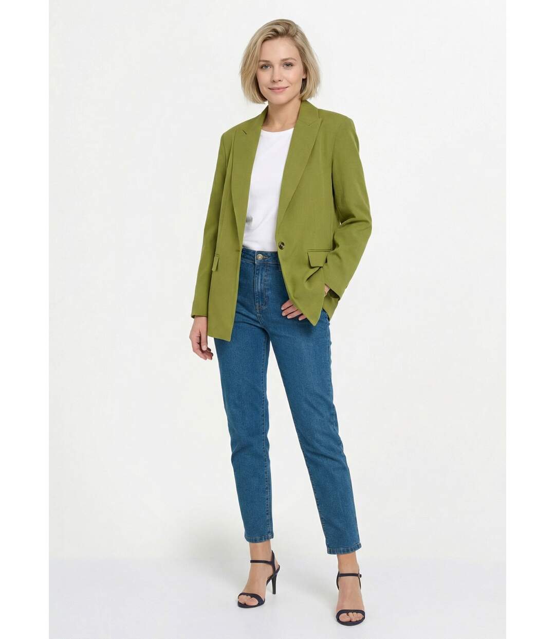Veste longue 1 bouton avec col tailleur-3
