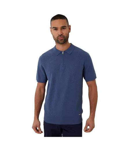 Mens Whittley Textured Short-sleeved Polo Shirt Ecru Threadbare