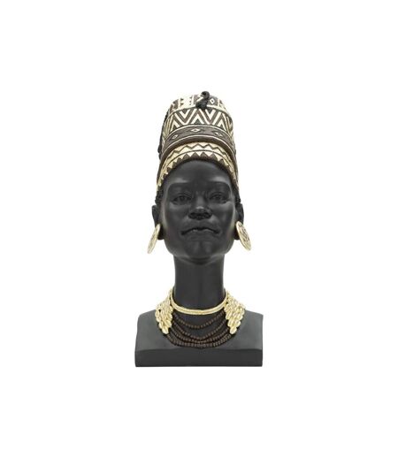 Statuette Tête Femme Coiffe Massai 45cm Noir