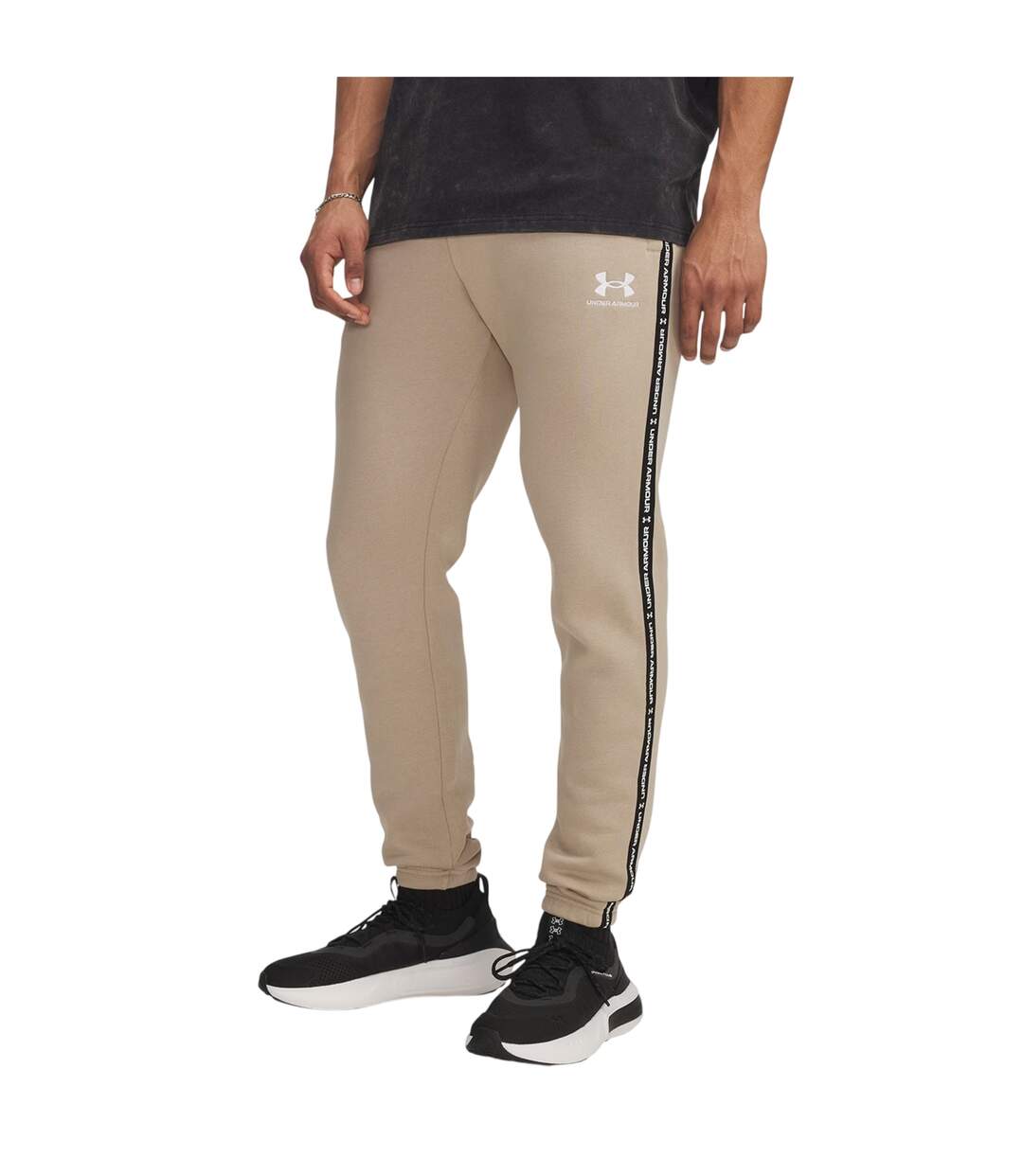 Mens Icon Fleece Tapered Joggers Khaki Under Armour-1