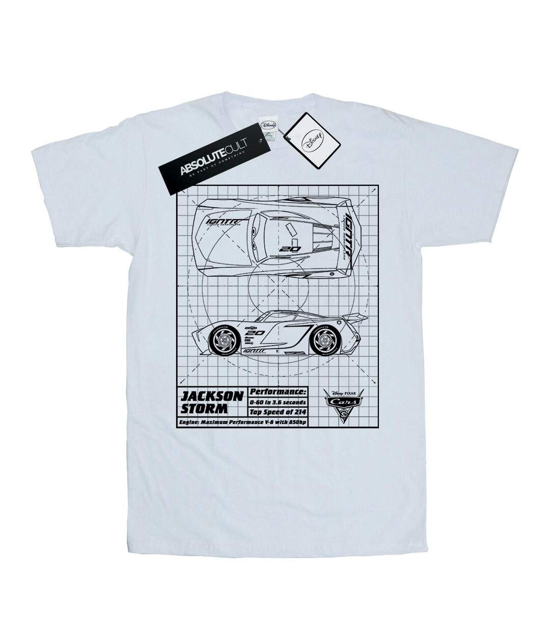 Disney - T-shirt CARS JACKSON STORM BLUEPRINT - Femme (Blanc) - UTBI16110-1