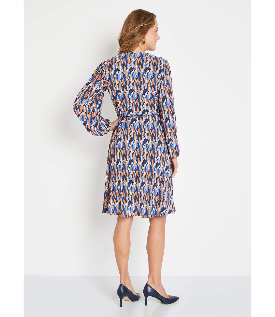 Robe courte cache-coeur imprimé feuillage-2