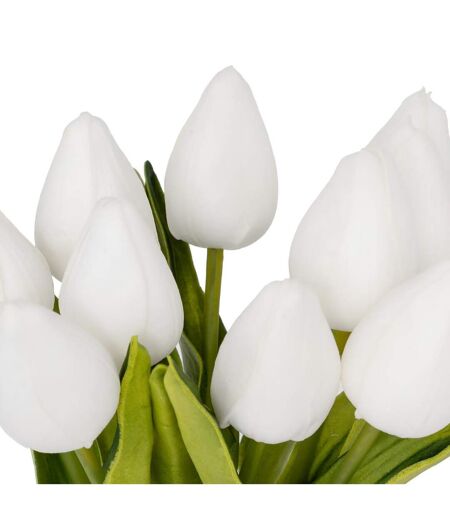Composition Artificielle de Tulipes Hector 28cm Blanc