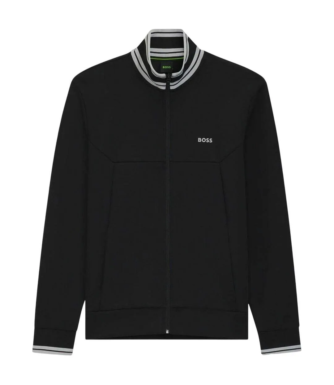 Mens Embroidered Logo Regular Long-sleeved Track Jacket Black Boss-1