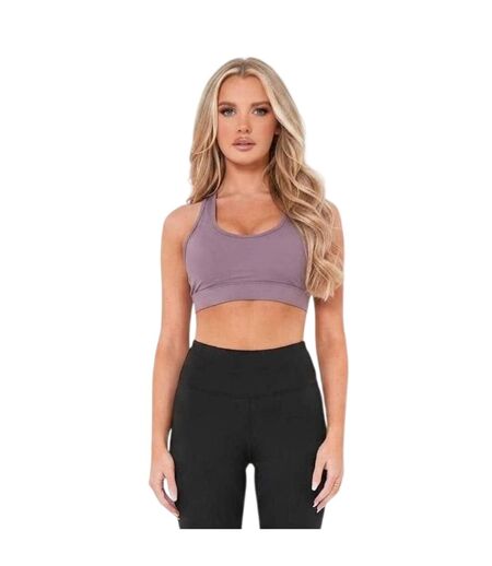 Womens/ladies Mesh Panel Sports Bra Grey Missy Empire