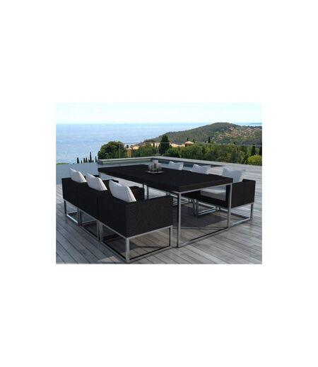 Table & 6 Fauteuils de Jardin Bali 200cm Noir