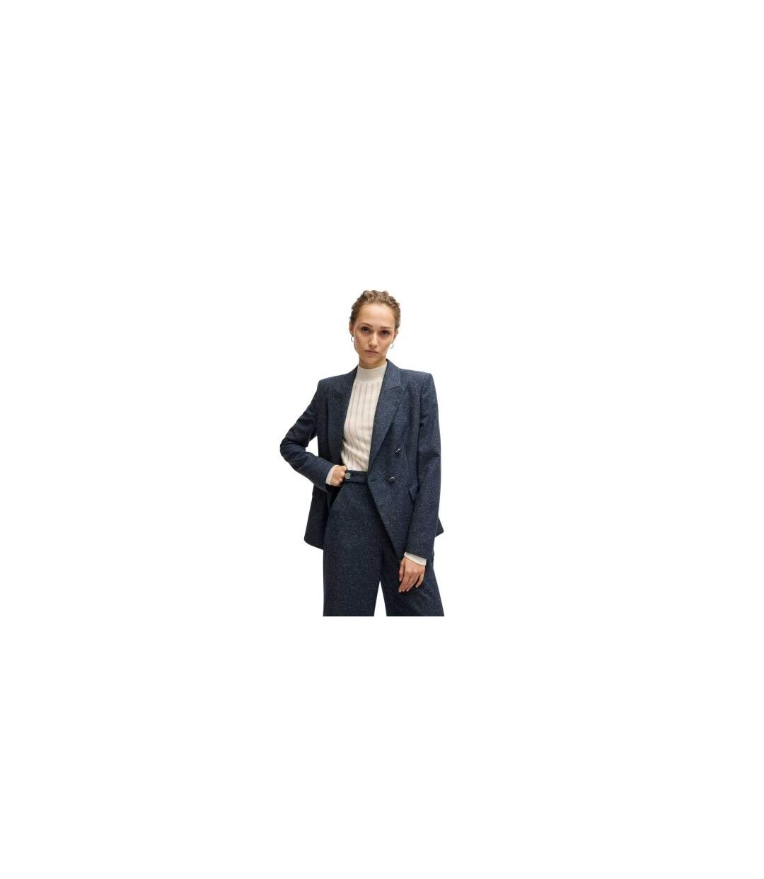 Womens/ladies Flecked Regular Blazer Dark Blue Boss-1