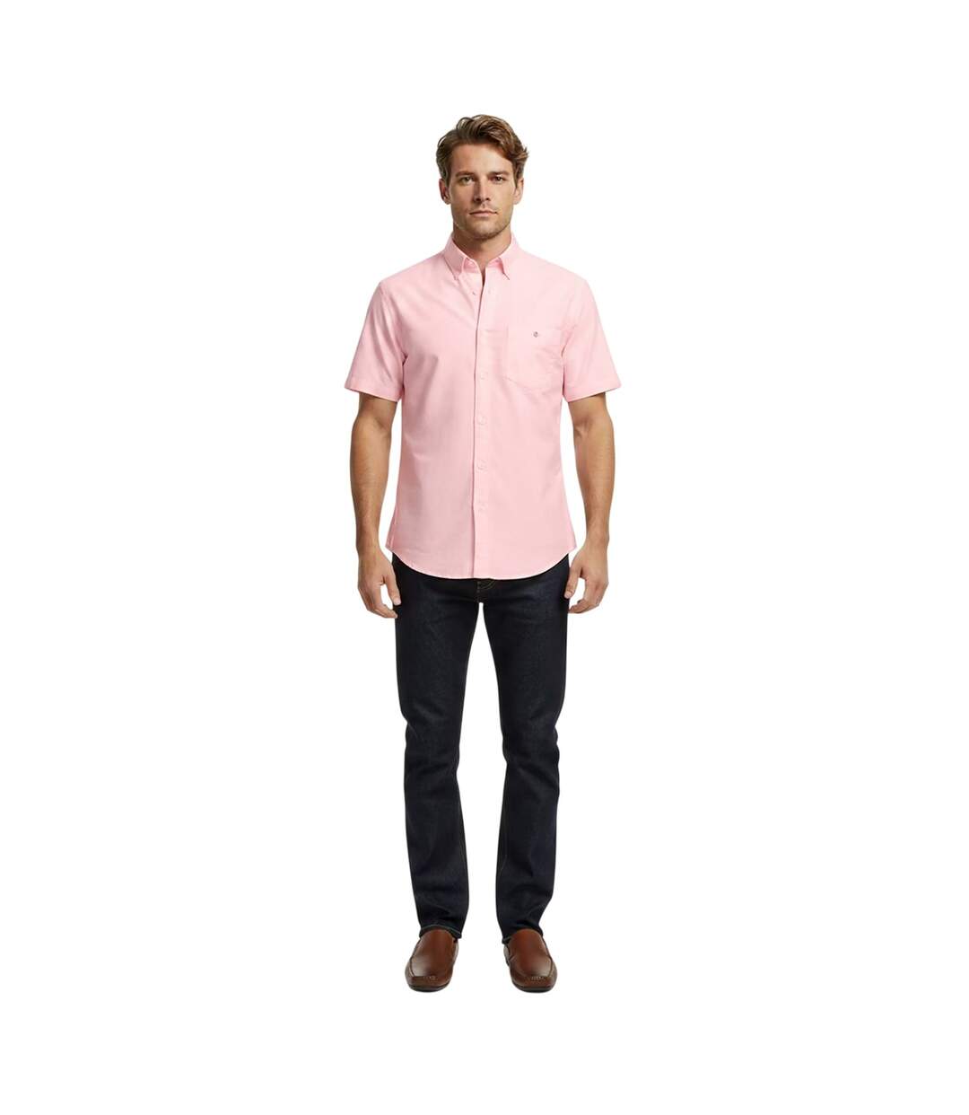 Chemise Manches Courtes Motif/style Logo Classic Homme Délavé Rose Gant-1
