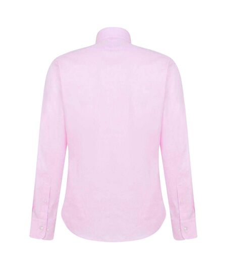 Mens Cotton Twill Long-sleeved Shirt Pink Haines And Bonner