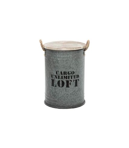 Lot de 3 Coffres Bidon Design Loft 51cm Gris